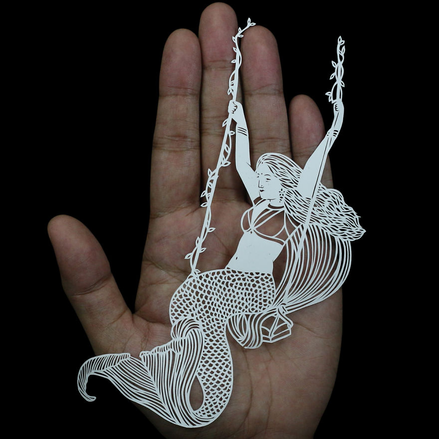 I Portray Indian Women Through My Intricate Mermaid Papercuts