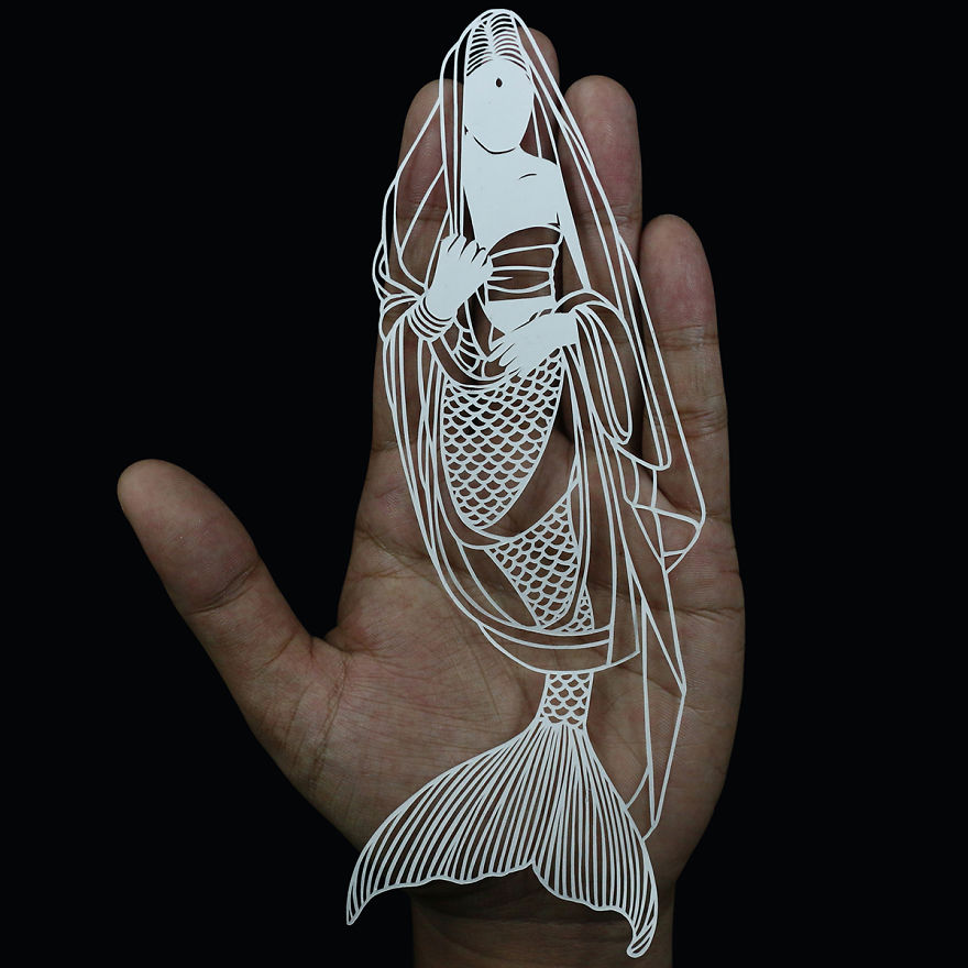 I Portray Indian Women Through My Intricate Mermaid Papercuts