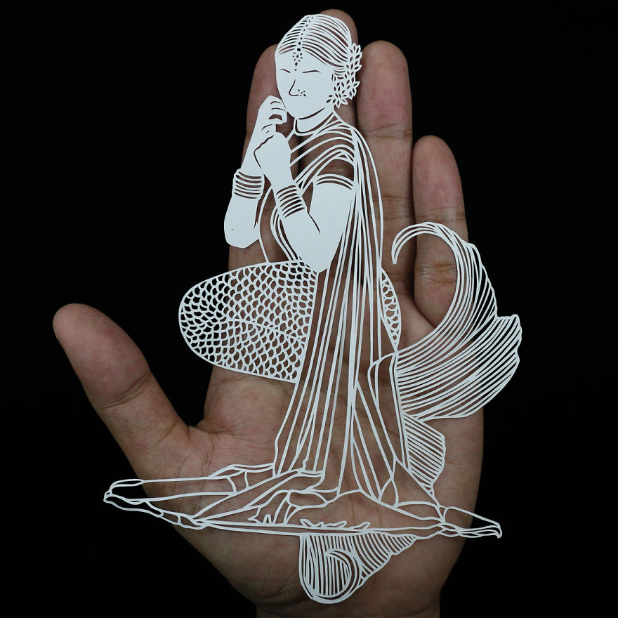 I Portray Indian Women Through My Intricate Mermaid Papercuts