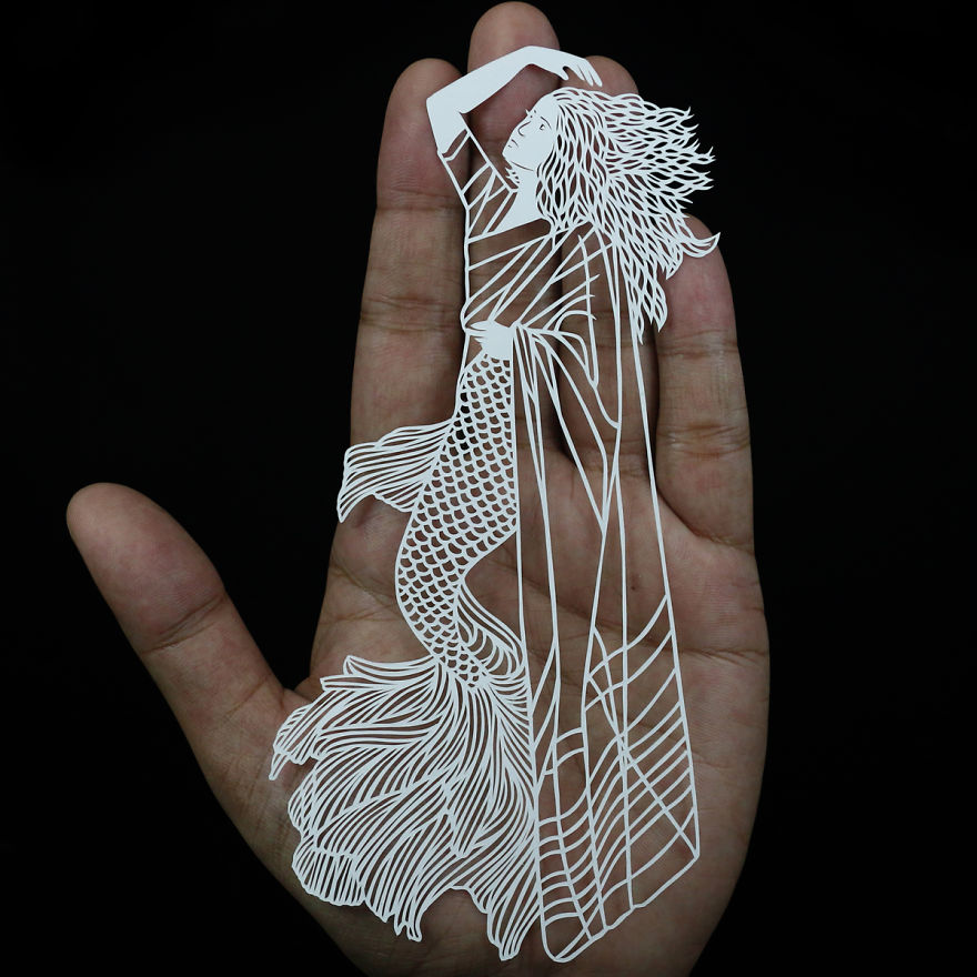 I Portray Indian Women Through My Intricate Mermaid Papercuts