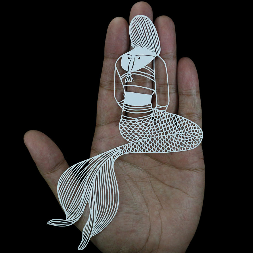 I Portray Indian Women Through My Intricate Mermaid Papercuts