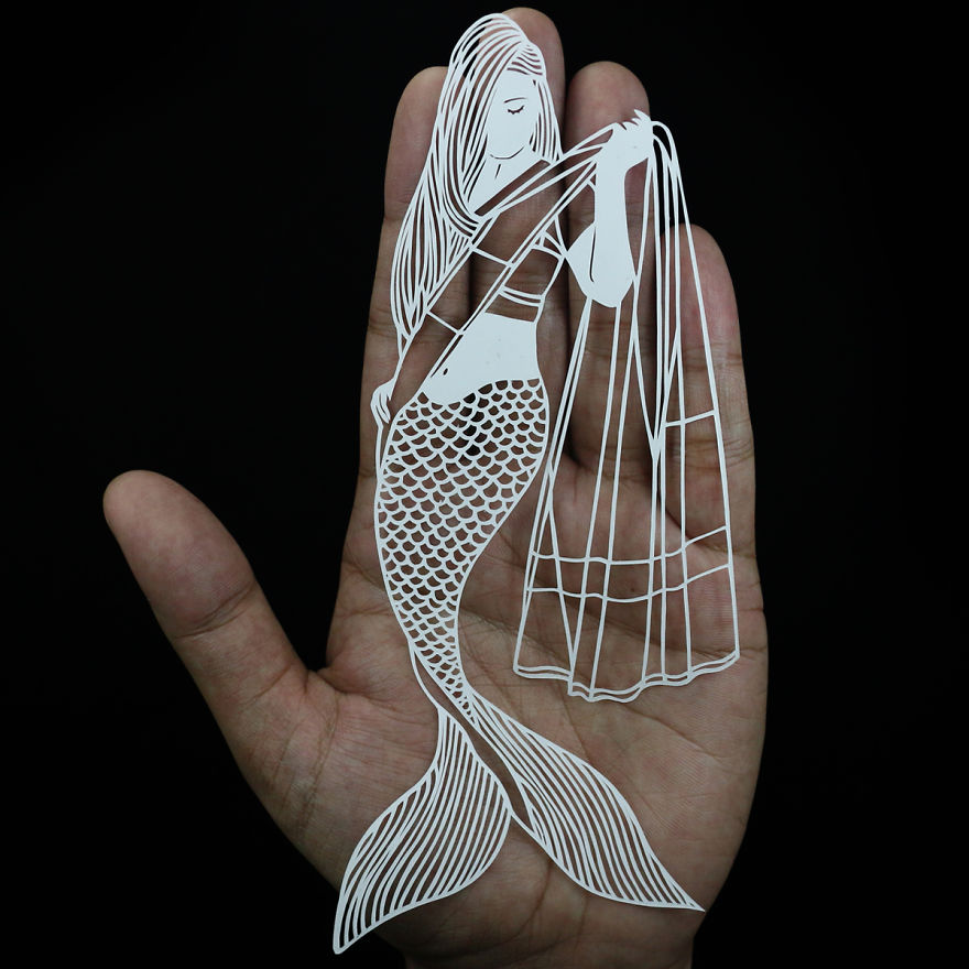 I Portray Indian Women Through My Intricate Mermaid Papercuts