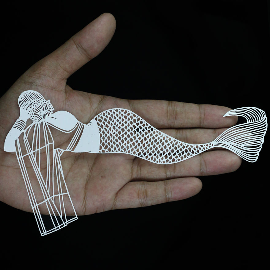 I Portray Indian Women Through My Intricate Mermaid Papercuts