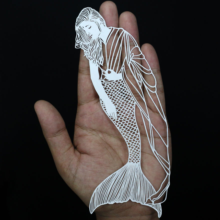 I Portray Indian Women Through My Intricate Mermaid Papercuts