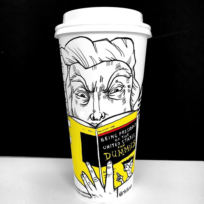 I Got Bored By Blank Coffee Cups, So I Started Drawing Comics On Them