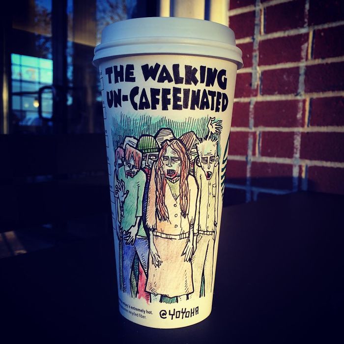 I Got Bored By Blank Coffee Cups, So I Started Drawing Comics On Them