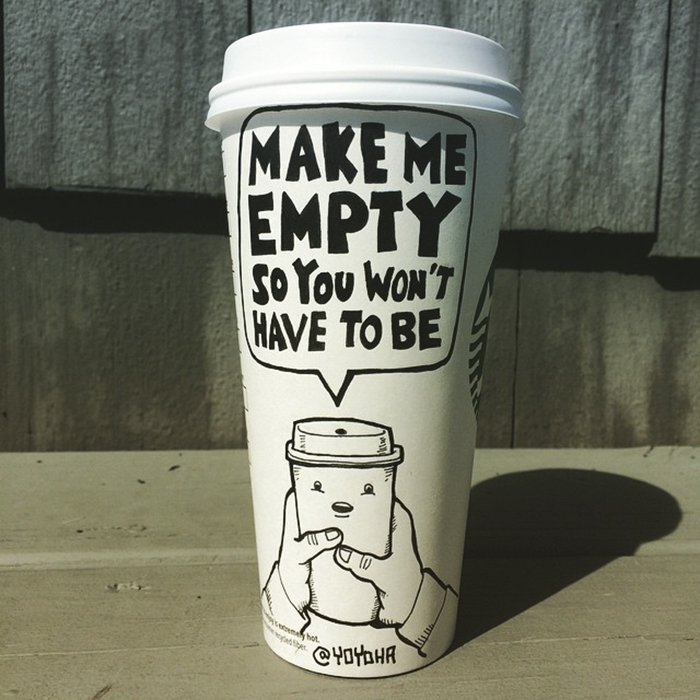 I Got Bored By Blank Coffee Cups, So I Started Drawing Comics On Them