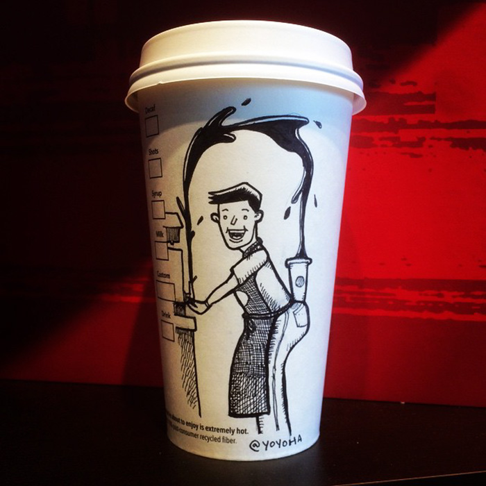I Got Bored By Blank Coffee Cups, So I Started Drawing Comics On Them