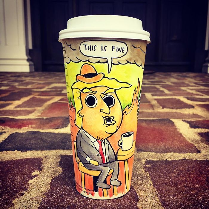 I Got Bored By Blank Coffee Cups, So I Started Drawing Comics On Them