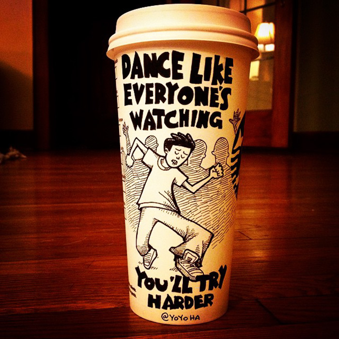 I Got Bored By Blank Coffee Cups, So I Started Drawing Comics On Them