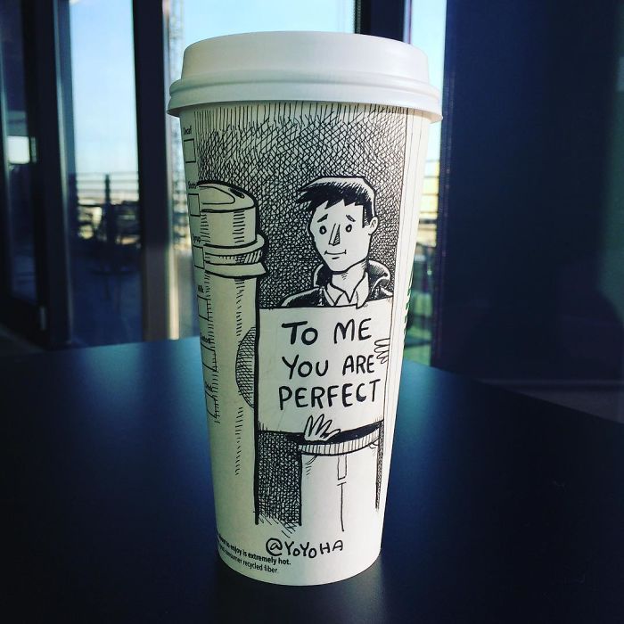 I Got Bored By Blank Coffee Cups, So I Started Drawing Comics On Them