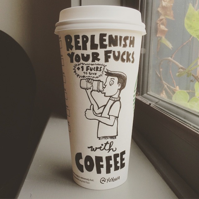 I Got Bored By Blank Coffee Cups, So I Started Drawing Comics On Them