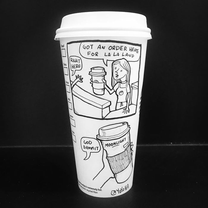 I Got Bored By Blank Coffee Cups, So I Started Drawing Comics On Them