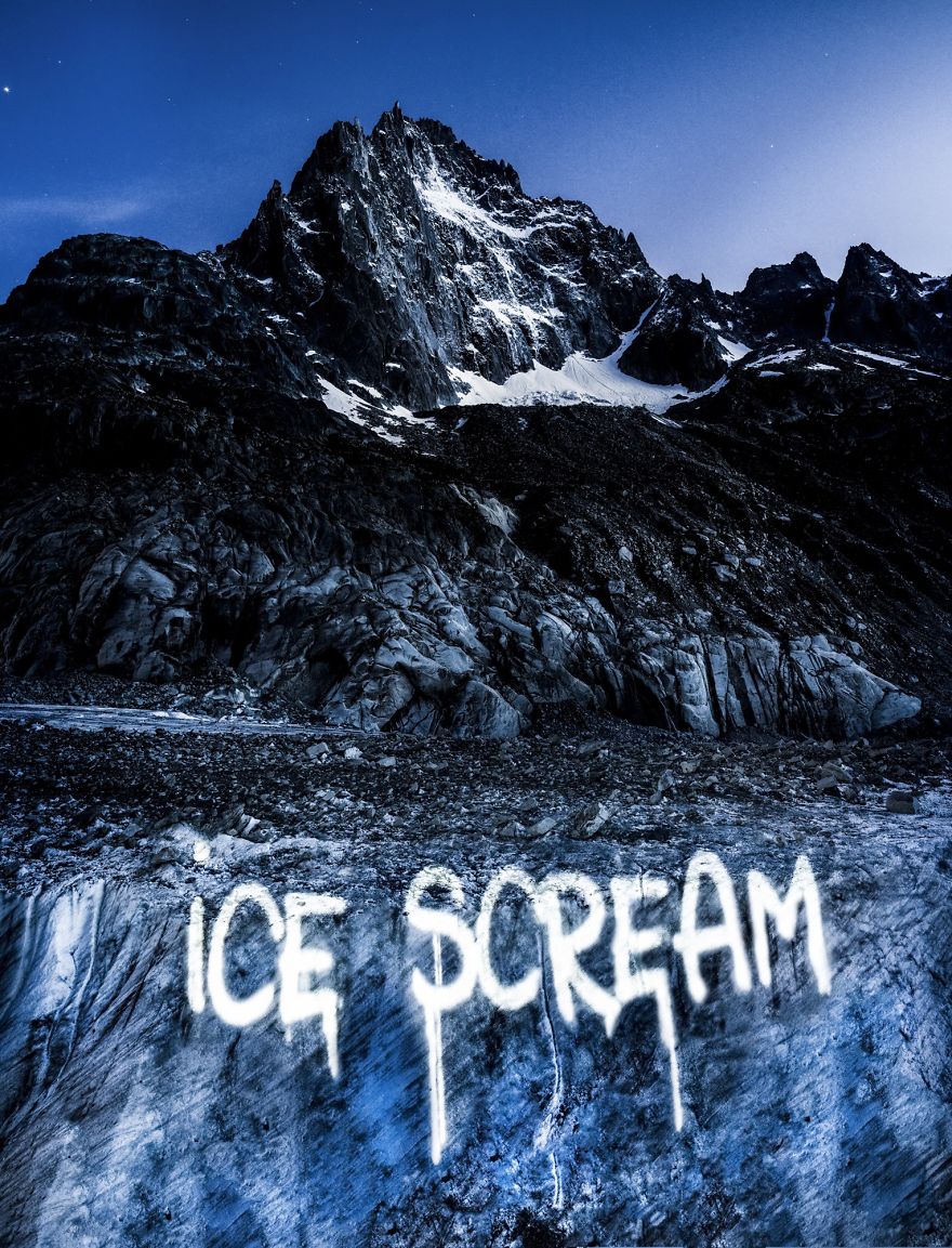 Ice Scream: First ‘Street Art’ Work On French Glacier Ice Scream: First ‘Street Art’ Work On French Glacier