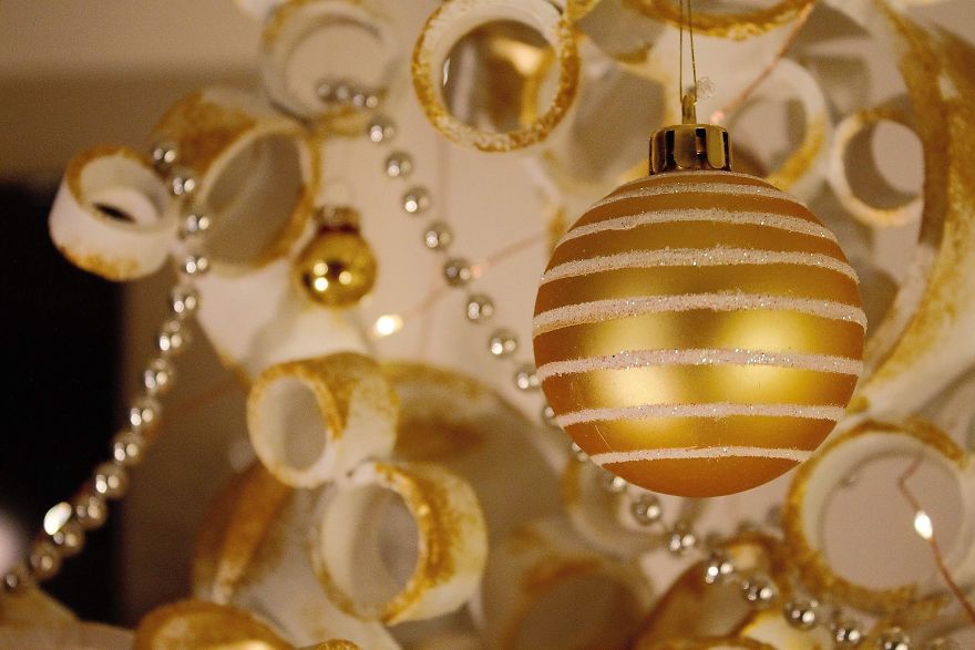 We Made A Christmas Tree From An Old Tire, A Bucket, And 40Ft Of PVC Pipe