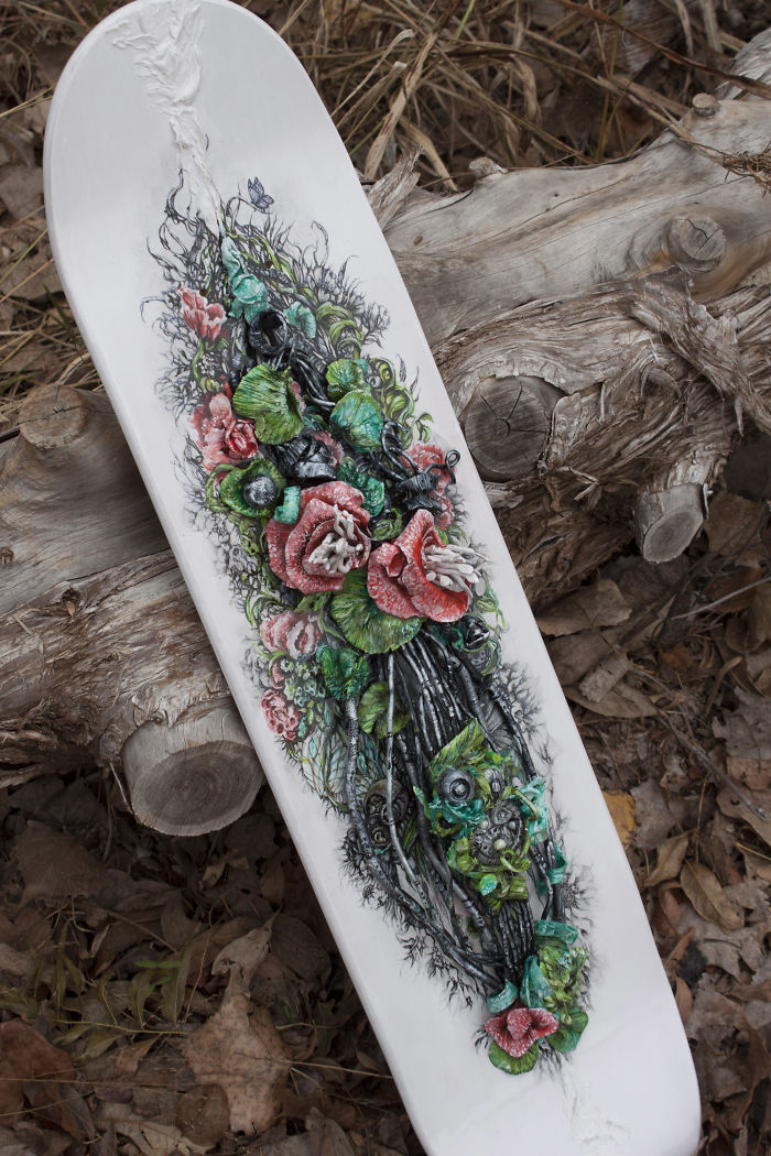 Hand Painted Skatedeck With Sculpture Hand Painted Skatedeck With Sculpture