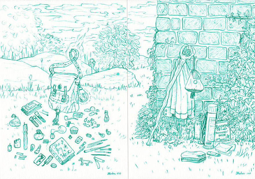 Artist Teaches Herself To Create Whimsical Left-Handed Art After A Repetitive Strain Injury Leaves Her Unable To Work