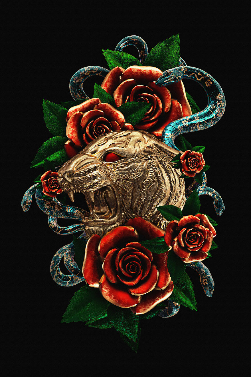 I Reimagined Traditional Tattoos As 3D Illustrations I Reimagined Traditional Tattoos As 3D Illustrations