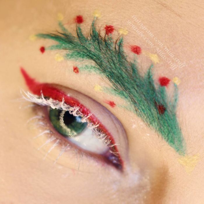 People Are Turning Their Eyebrows Into Christmas Trees, And The Result Is Truly Festive People Are Turning Their Eyebrows Into Christmas Trees, And The Result Is Truly Festive