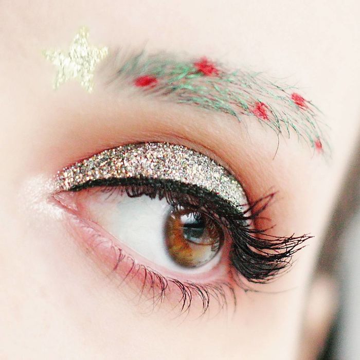 People Are Turning Their Eyebrows Into Christmas Trees, And The Result Is Truly Festive People Are Turning Their Eyebrows Into Christmas Trees, And The Result Is Truly Festive