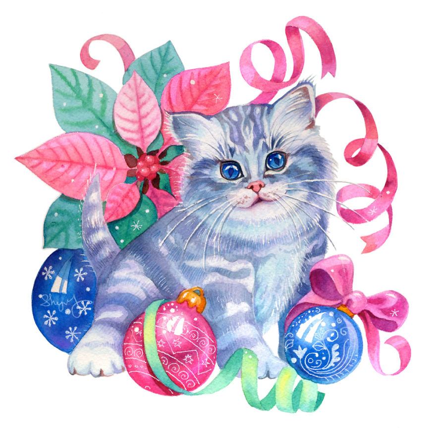 My Watercolor Pets Capture The Spirit Of Christmas