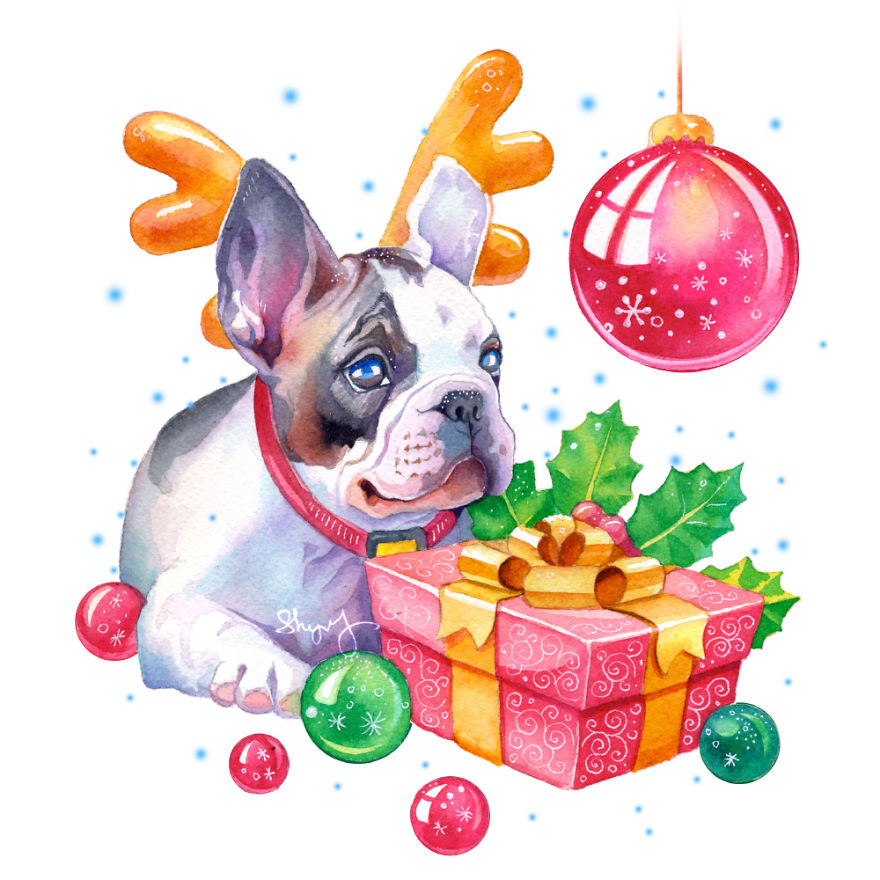 My Watercolor Pets Capture The Spirit Of Christmas