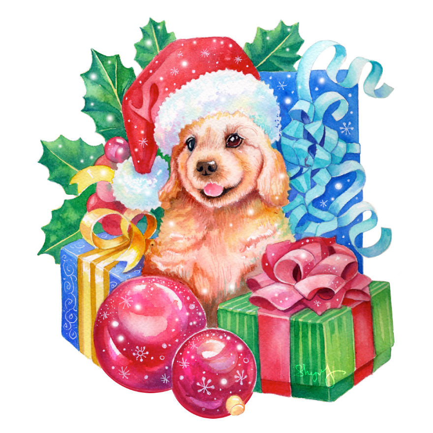 My Watercolor Pets Capture The Spirit Of Christmas