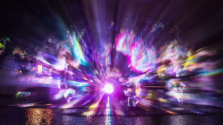 Tempest: Video Projection On Fog, Water Fountains, Architecture And A Forest Tempest: Video Projection On Fog, Water Fountains, Architecture And A Forest