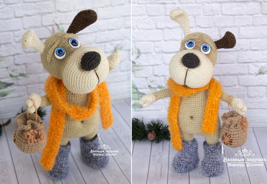 New Year Symbol: Fluffy Crocheted Dogs By Nadezhda Bianova New Year Symbol: Fluffy Crocheted Dogs By Nadezhda Bianova