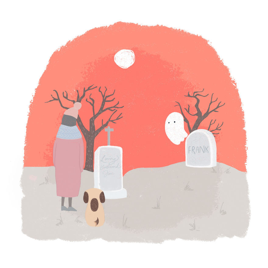 I Made This Picture Story About A Lonely Ghost Frank Who Befriends Weenie, The Dog