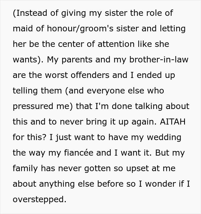Guy Rejects Sister’s Idea For His “Big Wedding”, Fam Livid As She Has Rejection Sensitive Dysphoria Guy Rejects Sister’s Idea For His “Big Wedding”, Fam Livid As She Has Rejection Sensitive Dysphoria