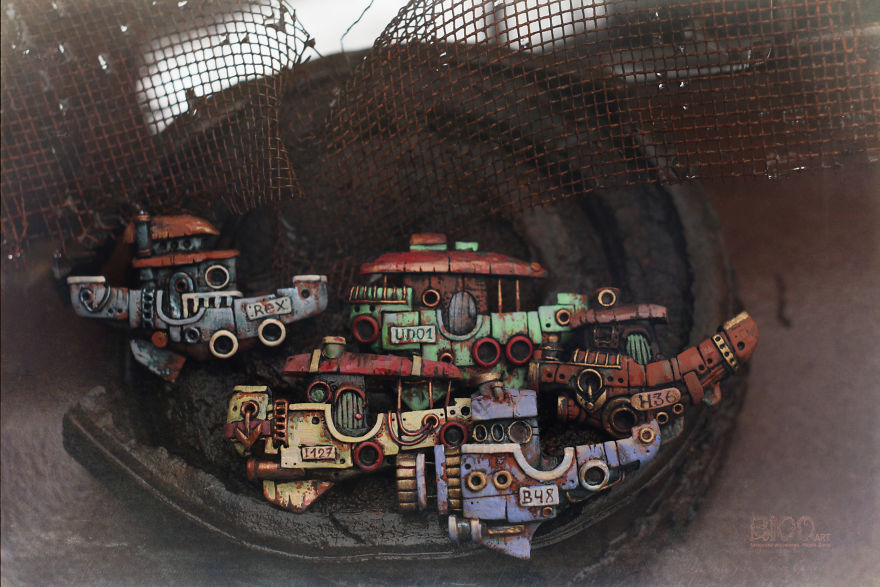 Fantasy Rusty Boat. Brooches Made Of Polymer Clay