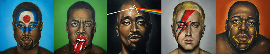 I Painted The Logos Of Classic Rock Icons Over The Faces Of Hip Hop Legends I Painted The Logos Of Classic Rock Icons Over The Faces Of Hip Hop Legends