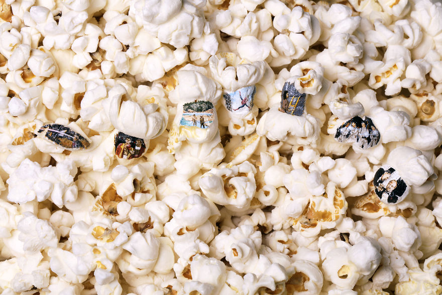 Artist Paints Miniatures On Popcorn Inspired By His Favorite Movies Artist Paints Miniatures On Popcorn Inspired By His Favorite Movies