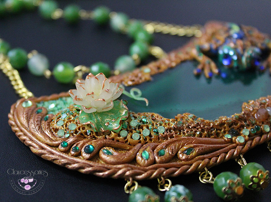 I Use Polymer Clay And Natural Stones To Create Art Nouveau Vintage Jewellery!