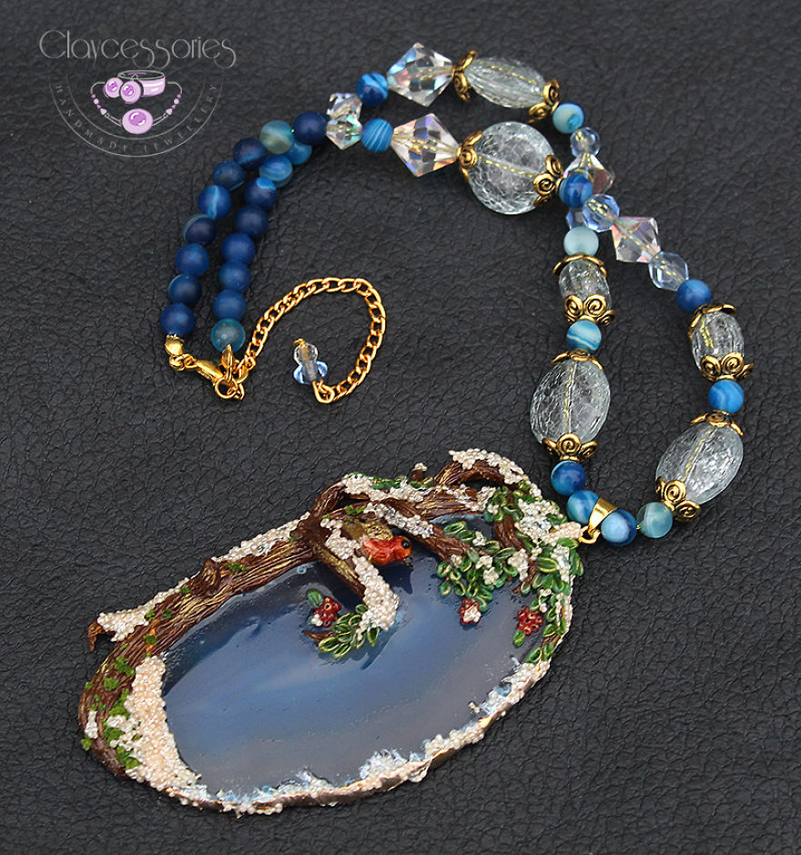 I Use Polymer Clay And Natural Stones To Create Art Nouveau Vintage Jewellery!