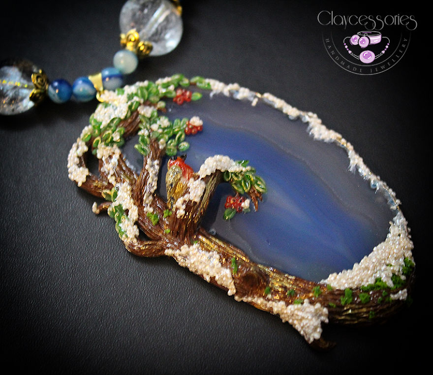 I Use Polymer Clay And Natural Stones To Create Art Nouveau Vintage Jewellery!