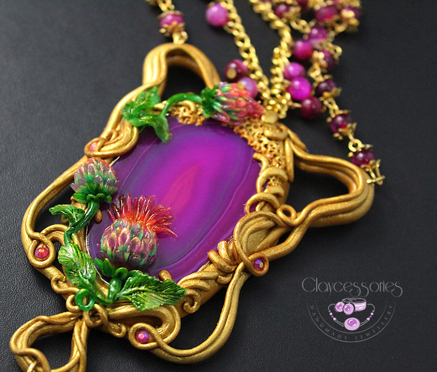I Use Polymer Clay And Natural Stones To Create Art Nouveau Vintage Jewellery!
