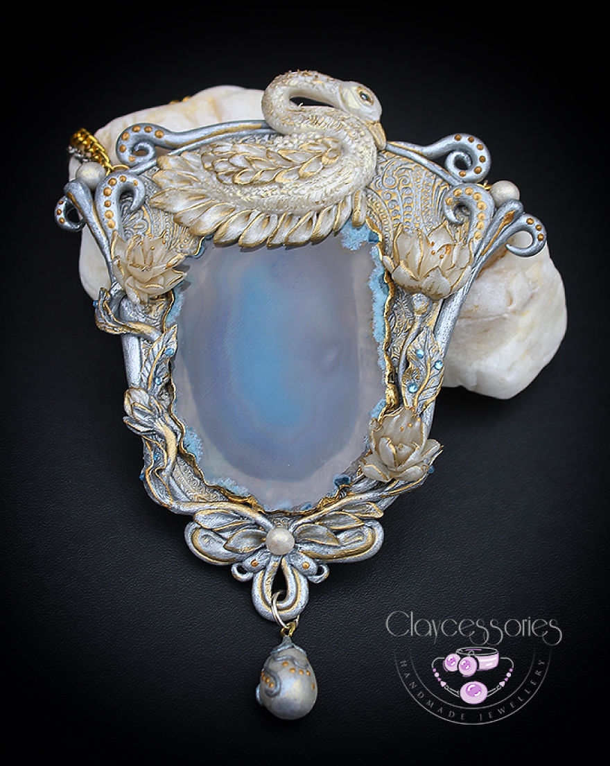 I Use Polymer Clay And Natural Stones To Create Art Nouveau Vintage Jewellery!