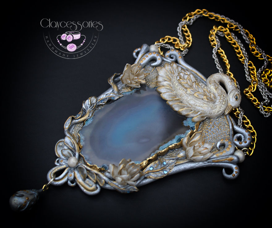 I Use Polymer Clay And Natural Stones To Create Art Nouveau Vintage Jewellery!
