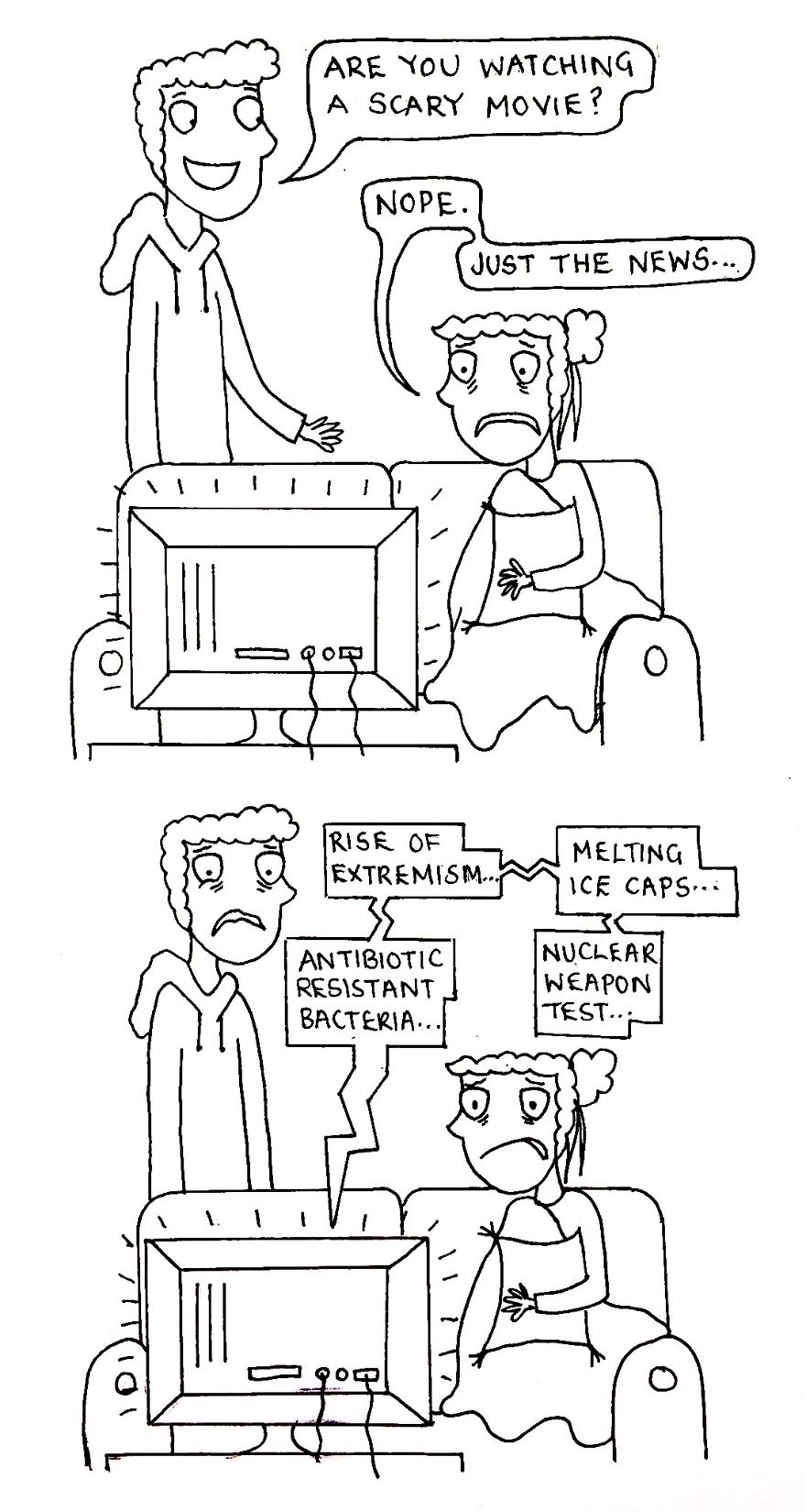 I Drew 9 Cartoons To Show Why Real Life Is Scarier Than Halloween