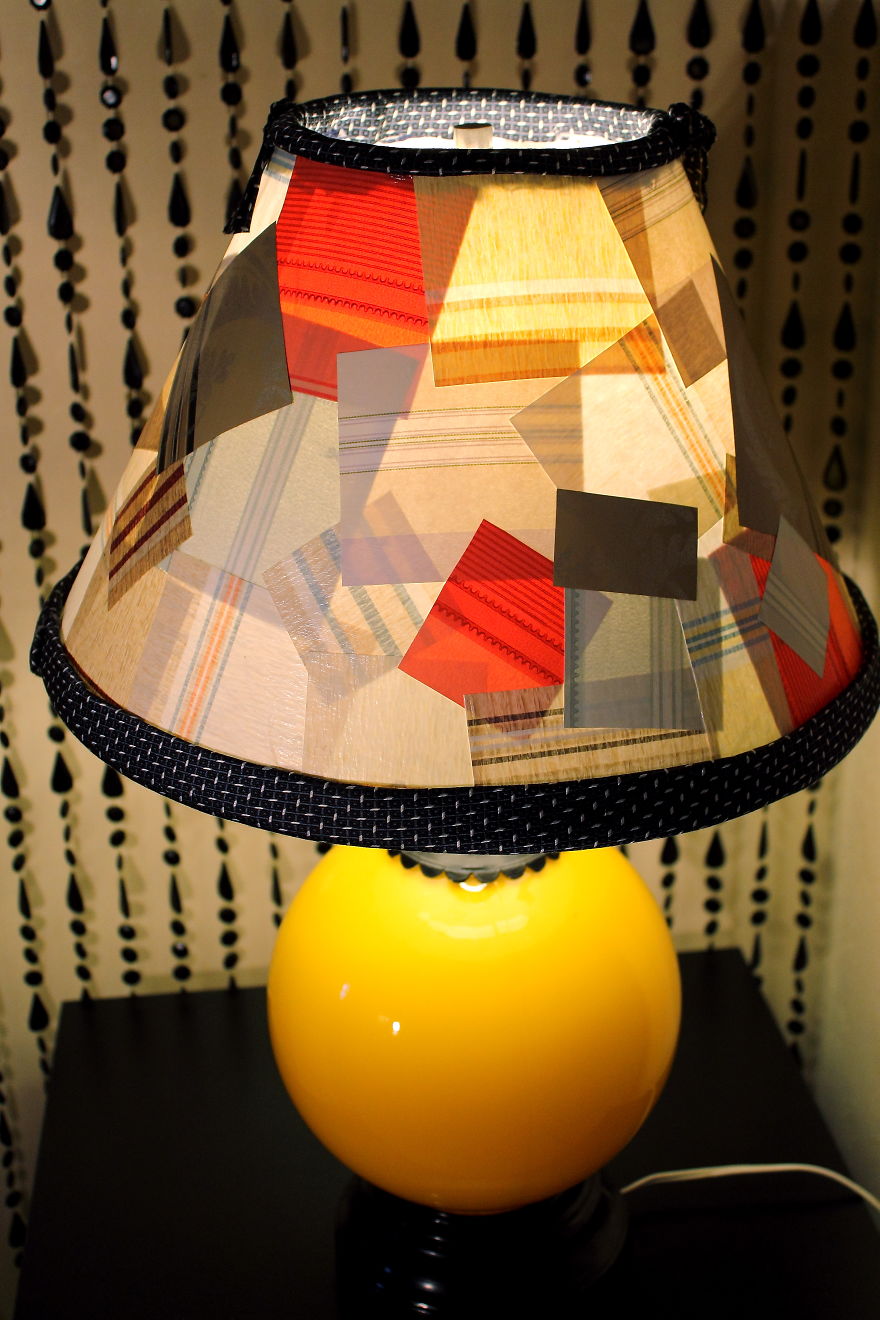 I Gave This Lamp A Makeover With Wallpaper Samples And A Necktie I Gave This Lamp A Makeover With Wallpaper Samples And A Necktie
