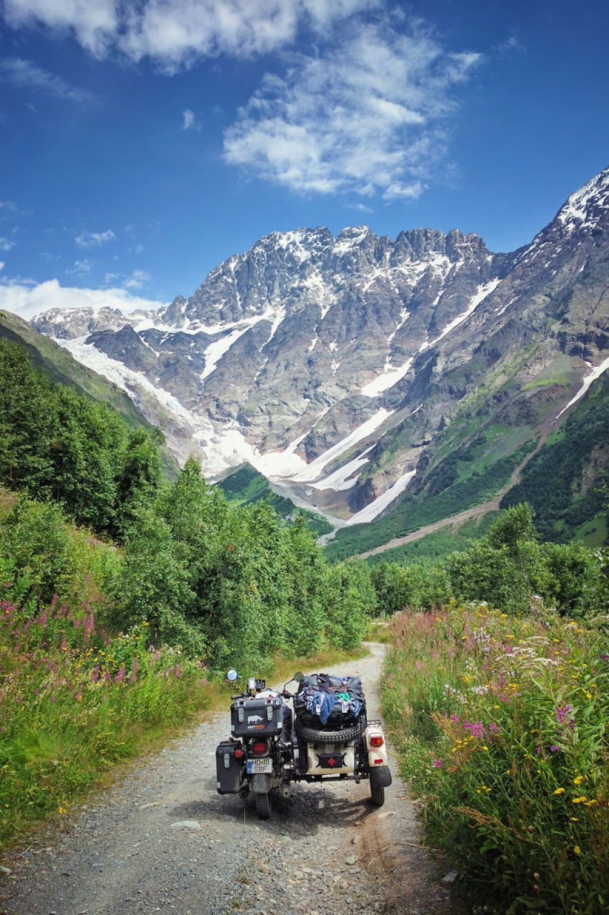 We Took Less-Traveled Roads To The Caucasus Mountains With Our 5-Year-Old Son Sitting In A Sidecar