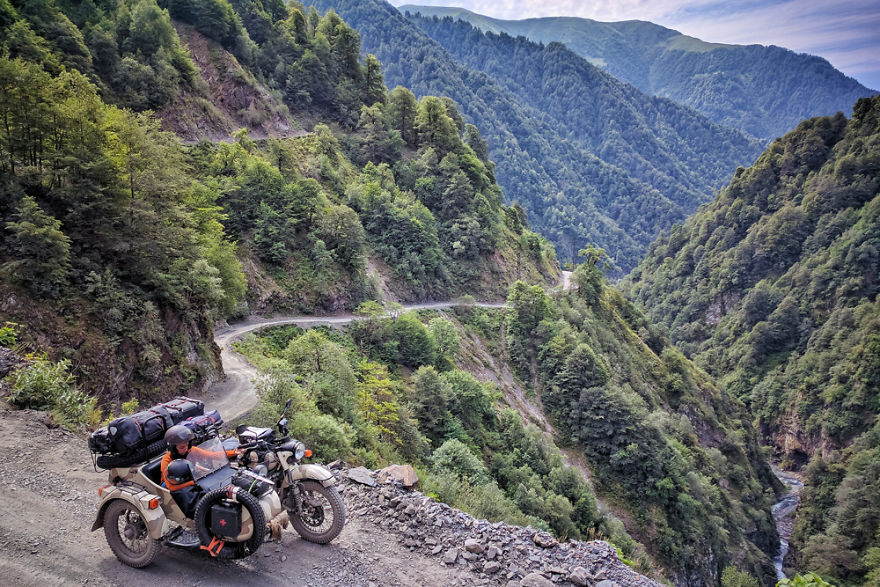 We Took Less-Traveled Roads To The Caucasus Mountains With Our 5-Year-Old Son Sitting In A Sidecar