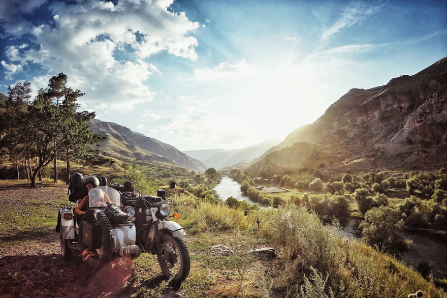 We Took Less-Traveled Roads To The Caucasus Mountains With Our 5-Year-Old Son Sitting In A Sidecar