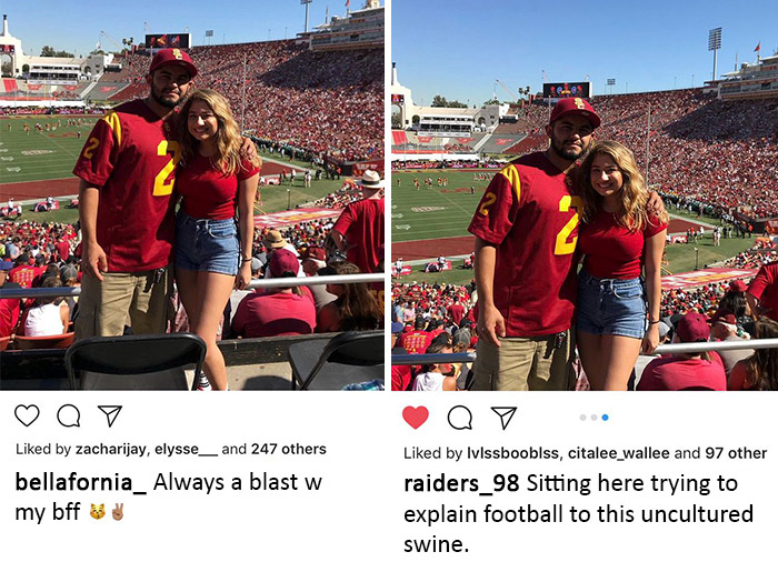 8 Times Girlfriends And Boyfriends Shared The Same Images On Instagram, But Created Absolutely Different Captions