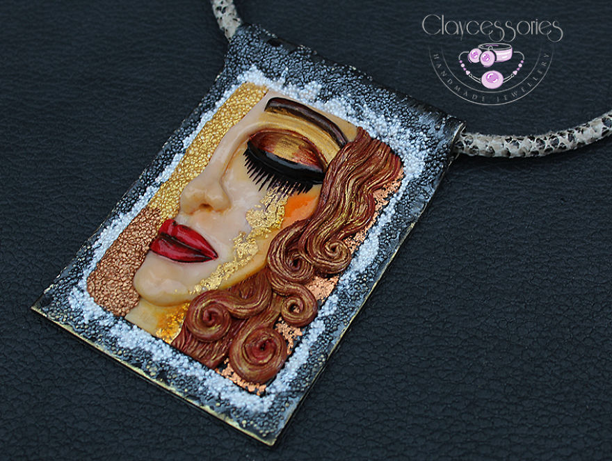 I Use Polymer Clay To Create Necklaces Inspired By Gustav Klimt Paintings