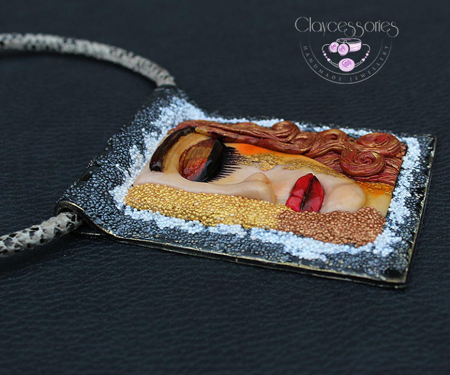 I Use Polymer Clay To Create Necklaces Inspired By Gustav Klimt Paintings