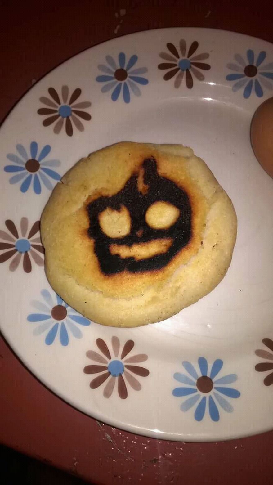 Making Breakfast This Morning, Random Halloween Pumkin Appears On My Arepa