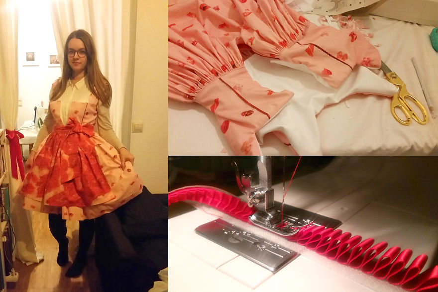 The Pattern Of This Dirndl Is Made Out Of Meat And Sausages The Pattern Of This Dirndl Is Made Out Of Meat And Sausages